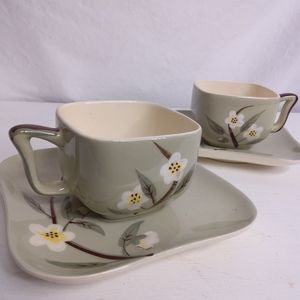 Vintage Weil Ware Blossom Cup and Saucer Set of 2